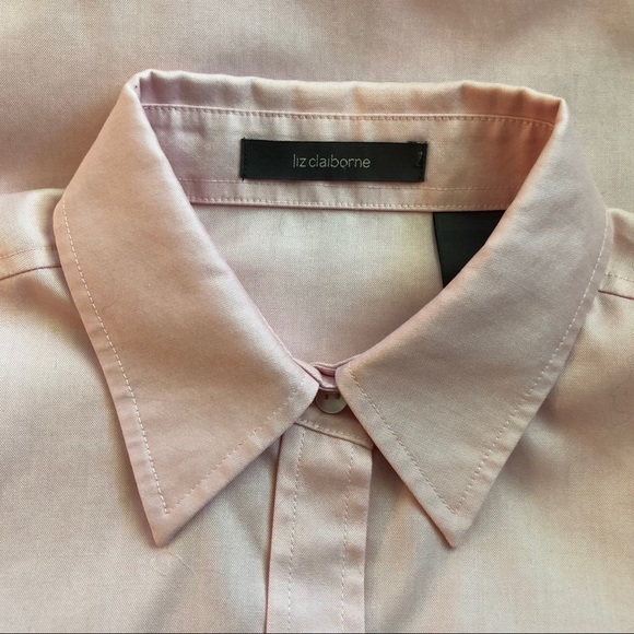 Liz Claiborne Shirt Button Down Pink Cotton Sz 2P - Picture 3 of 5